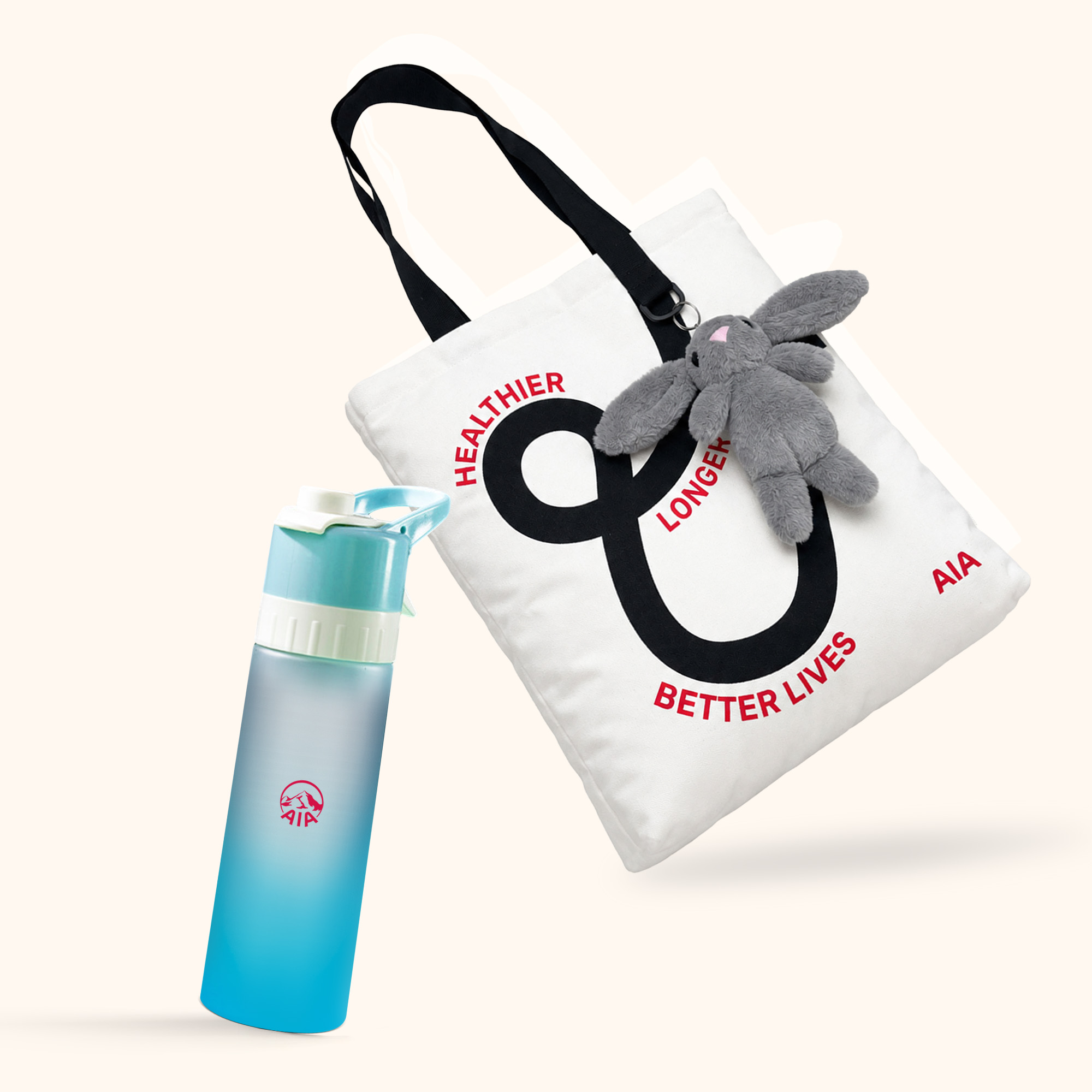 091126_AIA_túi tote khóa thỏ x bình nước nhựa xanh_cover